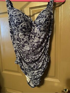 Nip Tick Navy Paisley One-Piece Swimsuit with Tummy Ruching